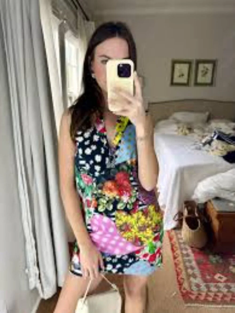 Moschino Jeans Archival fantasy Patchwork mini shirt dress Button up collared